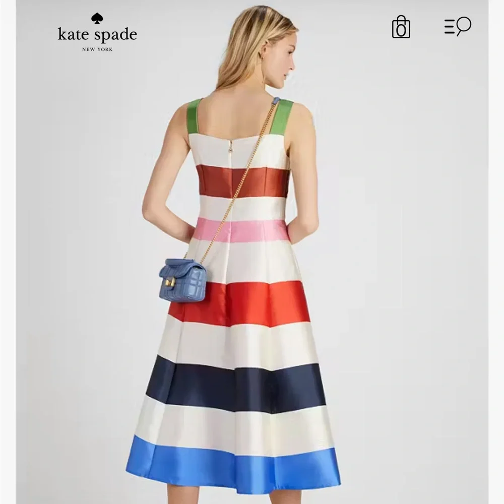 EUC Kate Spade Adventure Stripe Grace Multicolor Midi Dress - Picture 3 of 6